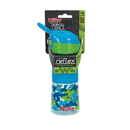 Nuby Thirsty Kids Flip-It No-Spill Toddler Sippy Cup with Soft Spout - 12 oz - 18+ Months - Aqua Camo - Back to School Essentials (Pack of 12) - color: Aqua Camo, size: 12 Ounces (Pack of 12)