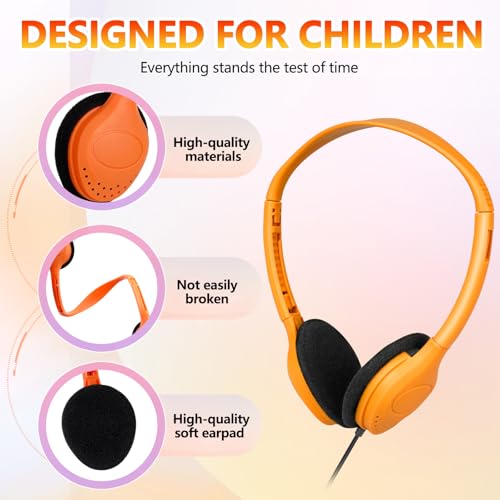 Class Set Headphones for Kids Students School Classroom 20 Pack | Bulk Headphones for Kids Adjustable with 3.5 mm Jack for Library Children Mixed Colors