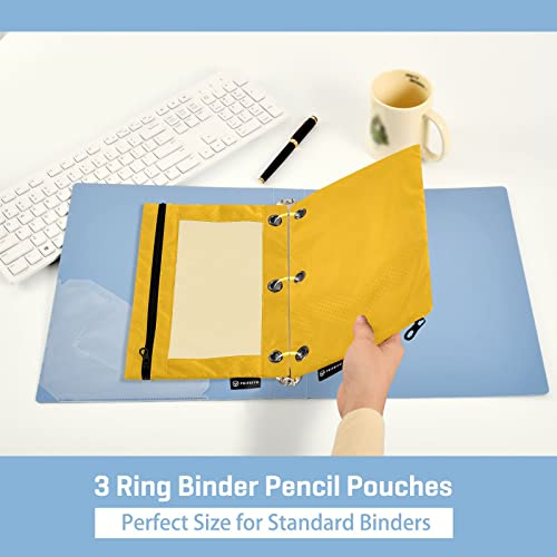 Binder Pouches,Mustard Yellow Pencil Pouch for 3 Ring Binder 2 Pack Clear Pencil Bag with Zipper for Office School Supplies - color: Mustard Yellow