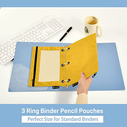 Binder Pouches,Mustard Yellow Pencil Pouch for 3 Ring Binder 2 Pack Clear Pencil Bag with Zipper for Office School Supplies - color: Mustard Yellow