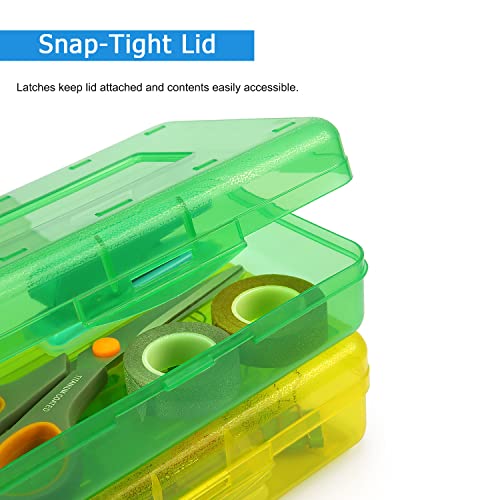 Tamaki 1 Pack Plastic Pencil Box Large Capacity, Green | Clear Boxes with Snap-tight Lid Stackable Design and Stylish Office Supplies Storage Organizer - color: Green