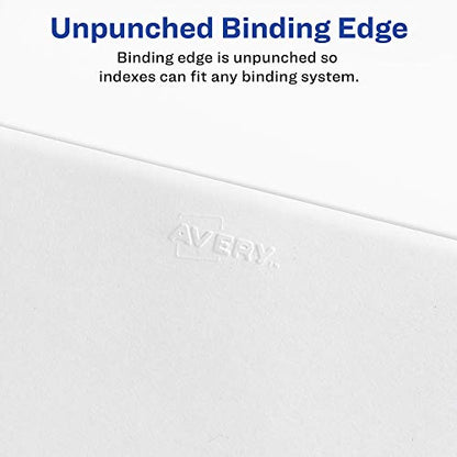 Avery Blank Tab Legal Exhibit Binder Dividers, White Unlaminated Tabs, Letter-Size, Standard Collated 25-Tab Set (11959) - style: 1 Set
