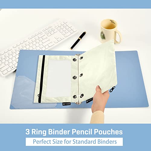 Binder Pouches,Beige Pencil Pouch for 3 Ring Binder 2 Pack Clear Pencil Bag with Zipper for Office School Supplies - color: Beige