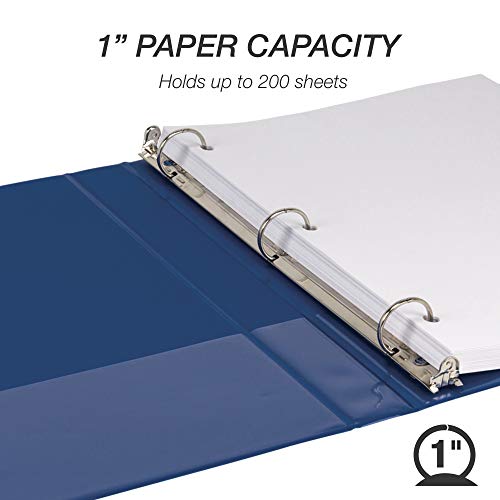 Samsill Durable 1 Inch Binder, Round Ring Customizable Clear View Binder, Blue, 8 Pack (MP88432) - color: Blue, size: 1-Inch