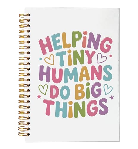 VNWEK Pastel Teacher Spiral Notebook Journal 5.5x8.3 Inch, Preschool Kindergarten Teacher Appreciation Gifts Journal, Helping Tiny Humans Do Big Things Lined Hardcover Spiral Notebook - color: lz-notebook-9