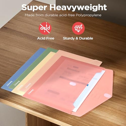 Sooez 10Pack Plastic Envelopes, Plastic File Folder, Folders for Documents Retro Colors, Super Heavyweight Document Holder, Storage Pouches, File Envelopes for School Office Supplies - style: Retro