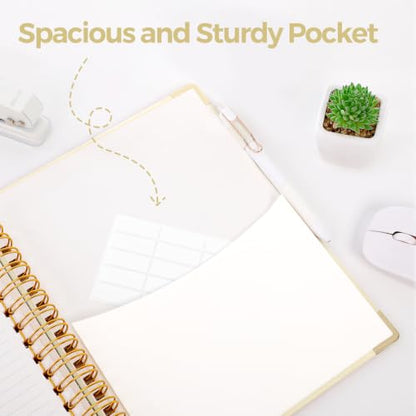SKYDUE Notebooks for Work, 5 Subject Notebook with Dividers and Tabs, 8" x 10" College Ruled Notebook, 300 Pages Spiral Journal for Women, Green - color: Beige