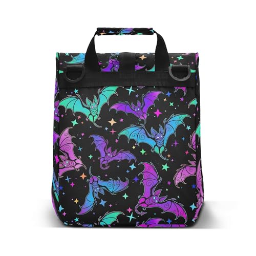 MNSRUU Insulated Lunch Bags Women Men Aldults, Halloween Luminous Bats Portable Reusable Thermal Meal Tote Cooler Bag Organizer, Adjustable Shoulder Strap, Handle - color: Halloween Theme 092