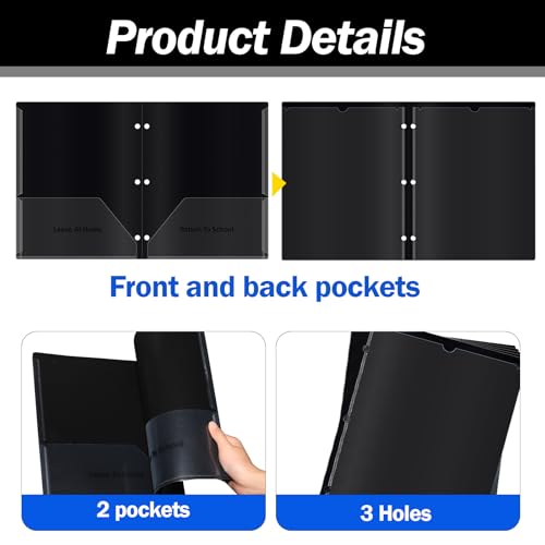 50 Pcs 3 Holes Home School Folders with Clear Front Pockets, 2-Pocket Classroom Communication Folder Homework Parent Teacher Folder Take Home Plastic Folders for Student (Blue) - color: Blue