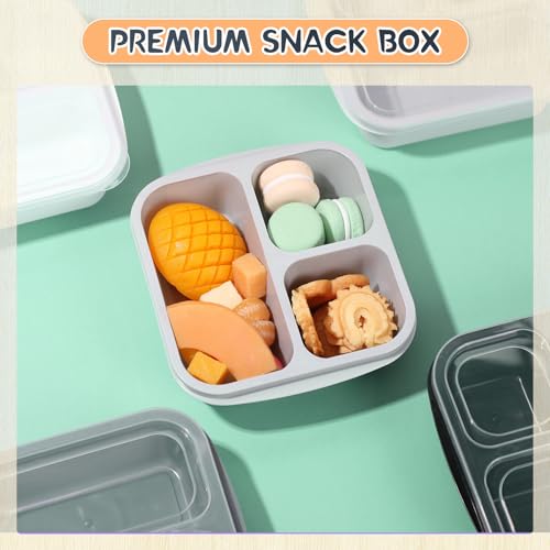 Honeydak 5 Pack Snack Containers 3 Compartment Bento Snack Boxes Divided Meal Prep Containers with Lids Reusable Adults Lunch Food Storage Box for School Work Travel(Black and White Ombre) - color: Black and White Ombre