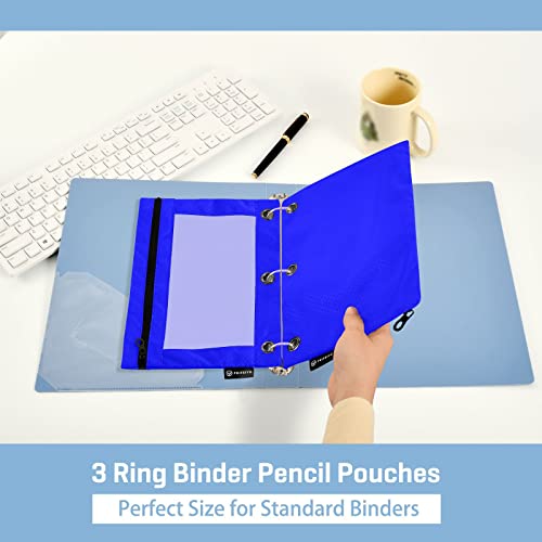 Binder Pouches,Blue Pencil Pouch for 3 Ring Binder 2 Pack Clear Pencil Bag with Zipper for Office School Supplies - color: Blue