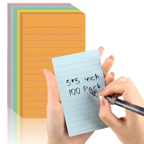 100 Pcs Colored Ruled Index Cards 3x5 Vertical Index Cards Notecards To Do List Cards Mini Memo Pad Daily to Do List Notepad Study Cards Double Sided Flashcards For Studying Note Taking