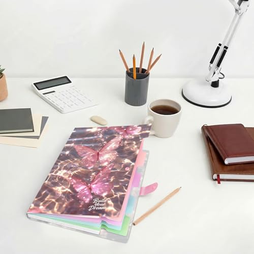 Cute Expanding File Folder - 5 Pockets Accordion Document Organizer, Waterproof Poly Plastic, A4/Letter Size for School Office Home - Butterfly Pink - style: Butterfly Pink