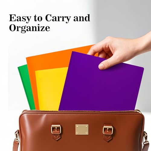 6-Pack Plastic Folders with Pockets and Prongs,2-Pocket Folders with 3 Fasteners, Holds 8-1/2" x 11" Paper for School/Office/Home, Purple - color: Purple, size: 6-Pack