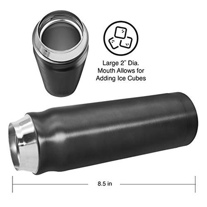OGGI Caliber Stainless Steel Travel Water Bottle- Insulated Coffee Mug, Metal Water Bottle, Sports Bottle, Water Flask, Travel Bottles, 17oz, Black - color: Black