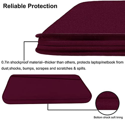 Laptop Sleeve 15.6 inch, Durable Computer Carrying Bag Protective Case Briefcase Handbag with Front Pocket, Slim Laptop Cover for 15.6 Inch HP, Dell, Lenovo, Asus, Notebook, Wine Red - color: Wine Red, size: 15.6 Inch