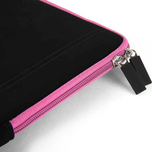 Thick Cushion Padding Scratch Water Resistant Accessory Pocket 13 inch Laptop, Chromebook Sleeve Bag - color: Black Pink