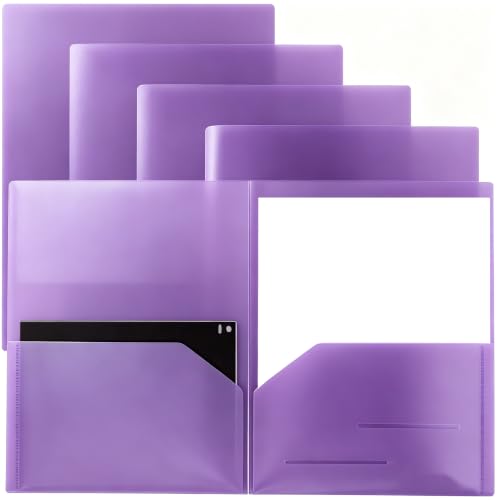 Youngever 6 Pack Heavy Duty Plastic Two Pocket Folders, Heavy Duty Plastic 2 Pocket Folder (Lavander Purple) - color: Lavander Purple