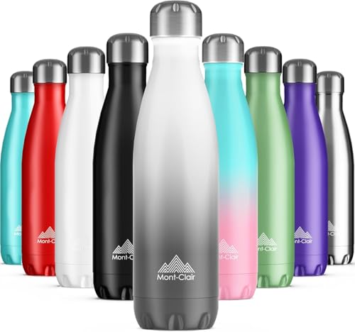 Mont-Clair Stainless Steel Water Bottle, Vacuum insulated - BPA Free, 12h Hot & 24h Cold Drinks, Metal Water Bottle 17 oz Leakproof, Ideal for Adult, Kids, Running - Gradient - White & Grey - color: Gradient - White & Grey, style: 17 Ounces