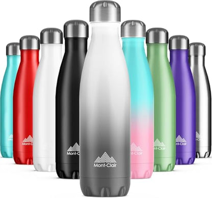 Mont-Clair Stainless Steel Water Bottle, Vacuum insulated - BPA Free, 12h Hot & 24h Cold Drinks, Metal Water Bottle 17 oz Leakproof, Ideal for Adult, Kids, Running - Gradient - White & Grey - color: Gradient - White & Grey, style: 17 Ounces