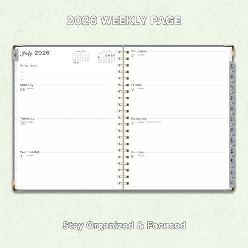 Planner 2026-2027, Weekly and Monthly Academic Planner, Jul 2026 - Jul 2027, 8.5"x11" Large Hardcover Daily Planner Calendar with Tabs for Women, Year Planning Agenda for Teacher and Student (Green) - color: Green