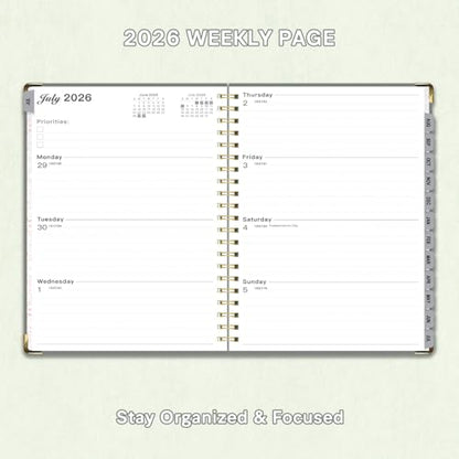 Planner 2026-2027, Weekly and Monthly Academic Planner, Jul 2026 - Jul 2027, 8.5"x11" Large Hardcover Daily Planner Calendar with Tabs for Women, Year Planning Agenda for Teacher and Student (Green) - color: Green