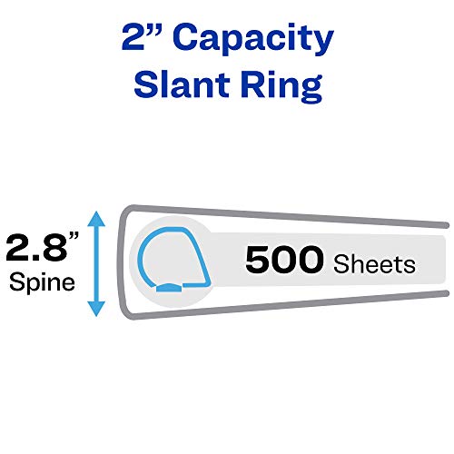 Avery Durable View 3 Ring Binder, 2 Inch Slant Rings, 1 Green Binder (17838) - size: 2"
