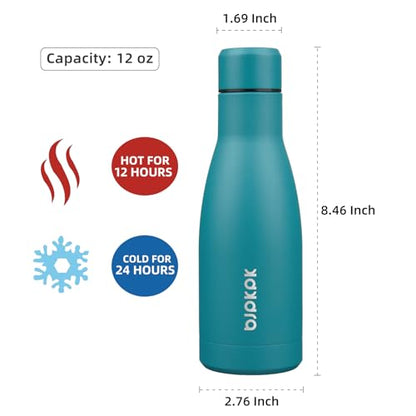 BJPKPK 12oz Water Bottles Stainless Steel Double Wall Vacuum Insulated Small Water Bottles for Travel,Lake Blue - color: Lake Blue, size: 12 Ounces