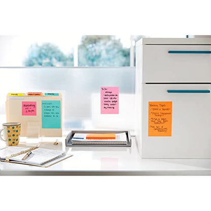 Post-it Super Sticky Notes, Multi-Size, Supernova Neons, 15 Lined Pads | School Supplies and Oﬃce Supplies, 2X the Sticking Power - size: 1 Pack