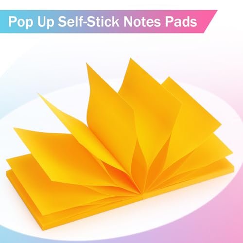 Osboo Sticky Notes 3x3 Pop Up Self-Stick Notes Pads with 6 Bright Colors, Easy to Post for Office, School, Home, 6 Pads/Pack, 100 Sheets/Pad(Pop Up) - color: Pink, Yellow, Green, Blue