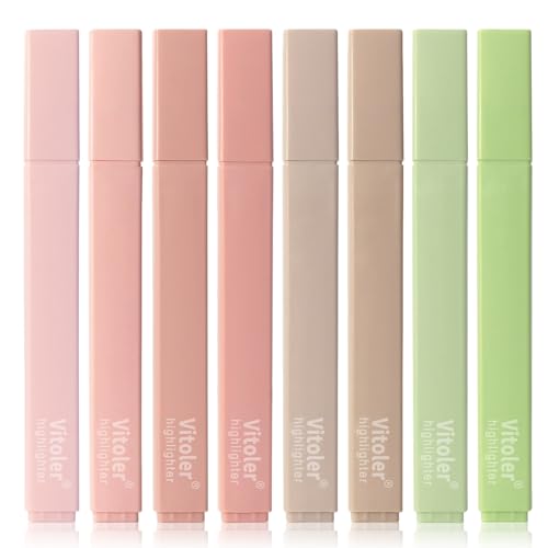 Vitoler Highlighters Assorted Colors,No Bleed Bible Chisel Tip 8pcs | Aesthetic,Cute Pastel,high quality for bible study,books,journal,writing,school office - color: Lake Color, size: 8