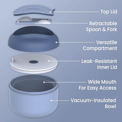 Bentgo Bowl - Insulated Leak-Resistant Bowl with Snack Compartment, Collapsible Utensils and Improved Easy-Grip Design for On-the-Go - Holds Soup, Rice, Cereal & More - BPA-Free, 21.2 oz (Slate) - color: Slate