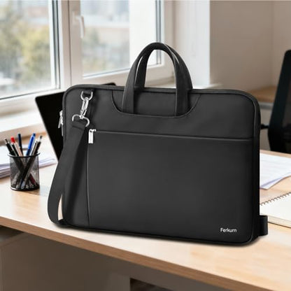 Ferkurn Laptop Case Bag Women Men Computer Sleeve with Shoulder Compatible with HP/Inspiron/Thinkpad/Vivobook/MSI/Surface, 17.3 inch, Black - color: Elegant Black, size: 17.3 inch