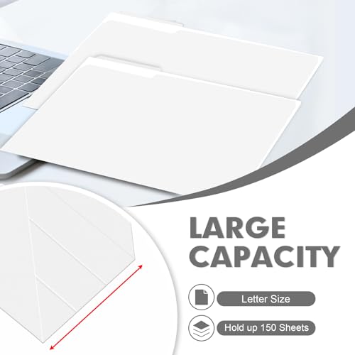 File Folder, PANDRI 120 Pack File Folder, 1/3 Cut Tab, Letter Size, Filing Folder for Office School Business, White - color: White