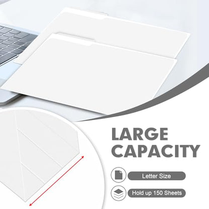 File Folder, PANDRI 120 Pack File Folder, 1/3 Cut Tab, Letter Size, Filing Folder for Office School Business, White - color: White