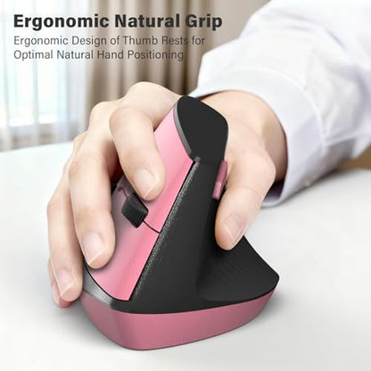 MOFII Wireless Ergonomic Keyboard & Mouse Combo – Split Curved Keyboard with Wrist Rest (All-Day Comfort) + Wireless Vertical Ergonomic Optical Mouse, Compatible with PC/Laptop/Desktop- Pink Gradient - color: Black Pink Gradient