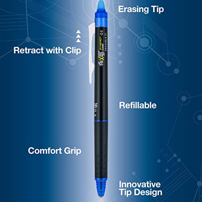 PILOT FriXion Synergy Clicker Retractable & Erasable Gel Ink Pens, 0.5mm Extra Fine Point, Blue Ink, 6-pack - color: Blue