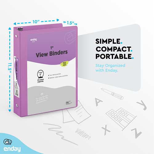 Enday 1 Inch Binder, Purple 3 Ring Binder 1 Inch, Heavy Duty Three Ring Binder, 175 Sheets Capacity - One Inch Binder for Home School and Office - color: Purple, size: 1-Inch