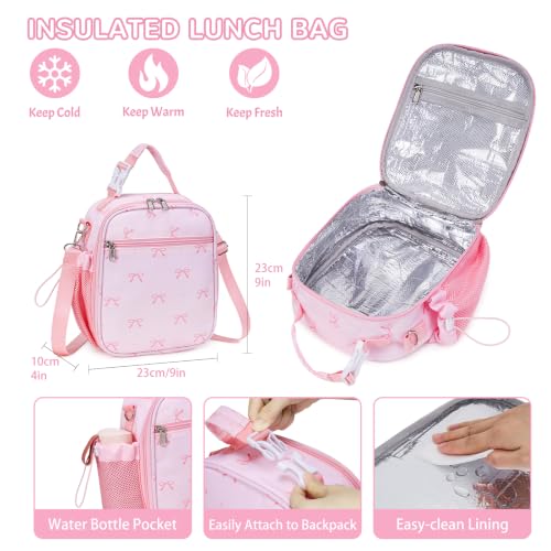 Bento Lunch Box for Kids Adult, Leakproof 3-4 Compartment Bento Box Set with Insulated Food Jar,Water Bottle, Lunch Bag, School Lunch Container for Toddler Teen Girls Boys Ages 3+(Pink Bow) - color: Pink Bow