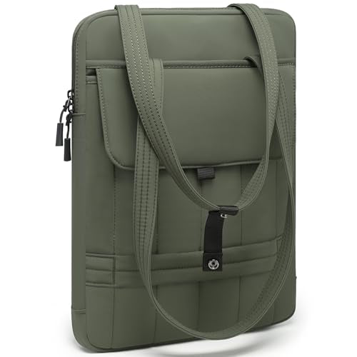 HYZUO 13.3-14 Inch Puffy Laptop Sleeve Padded Handbag for 13"-14" MacBook Pro/Air, 13" 13.3" Dell/HP/Lenovo/Asus/Acer Notebook Chromebook, Women Slim Shoulder Bags Work Daily Bag, Midnight Green - color: Midnight Green, size: 13.3-14 Inch