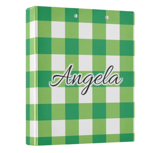 Custom 3 Ring Binder 1.5 Inch Round Rings Green White Checkerboard Personalized Name Binders Organizer Fashion View Binder with 2 Pockets for School Office Supplies - color: Multi17