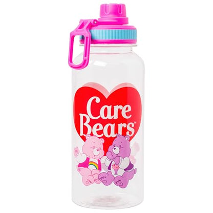 Silver Buffalo Care Bears Good Luck Bear Luck, Plastic Water Bottle, 32oz | Share Bear and Cheer Bear, Grumpy Bear, Twist Spout, Sticker Set, You Stick Yourself, 0.95 Liters - color: Care Bears School Spirit
