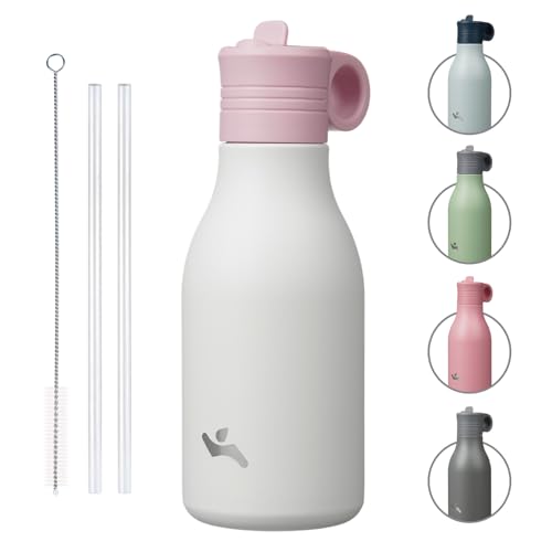 Konokyo 25oz Insulated Travel Water Bottle with Straw, White | Stainless steel, BPA free, leak proof, double wall, dishwasher safe. Reusable for gym, workouts, and daily use - color: White, size: 12 Ounces