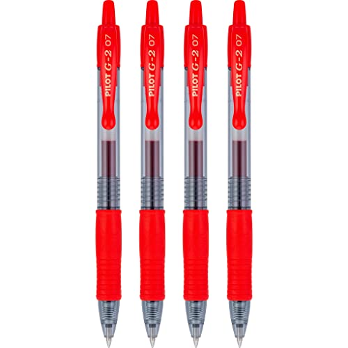 PILOT G2 Premium Gel Roller Pens,Fine Point 0.7 mm,Red Pens - Ideal for School,Journaling & Office Writing,(Pack of 8) - color: Red (Pack of 8)