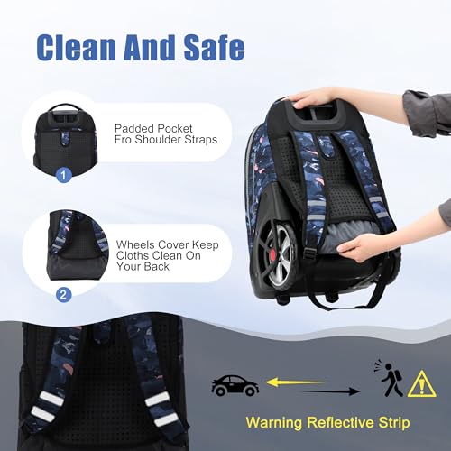 NEW TILAMI 19 inch Rolling Backpack Teens Rolling Backpack Cute Wheeled Laptop Backpack Bookbag Roller Travel Bag College, Doodle Grey - color: Grey Doodle