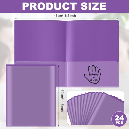 Henoyso 24 Pcs School to Home Folder with Pocket Plastic Heavy Duty Clipboard Folder with Clear Front Pocket Homework Take Home Folders for School Students Parent Teacher Communication(Purple) - color: Purple