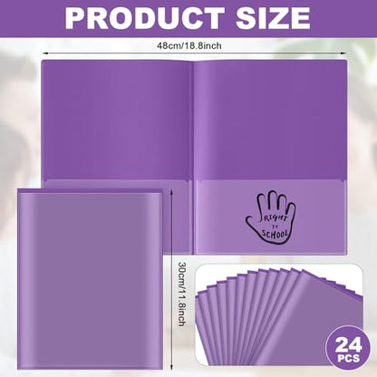 Henoyso 24 Pcs School to Home Folder with Pocket Plastic Heavy Duty Clipboard Folder with Clear Front Pocket Homework Take Home Folders for School Students Parent Teacher Communication(Purple) - color: Purple