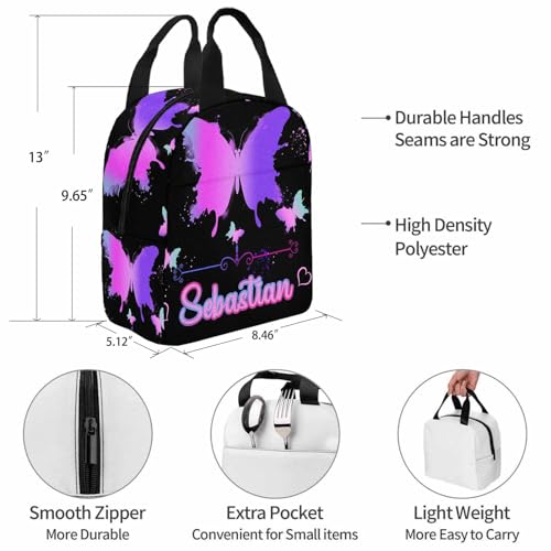 Custom Girl Backpacks Colorful Butterfly Beautiful Girl Book Bags with Name Girls Backpack Lunch Bag for Girls Personalized Shoulder Bags School Backpacks School Season - color: Color 07