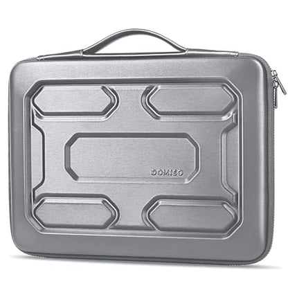 DOMISO 14 inch Laptop Sleeve with Handle Shockproof Computer Bag Waterproof EVA Protective Carrying Case for 14" ThinkPad E480/Yoga 920/13.5" Microsoft Surface Book/HP Pavilion 14 Stream 14, Silver - color: Silver, size: 14 inch