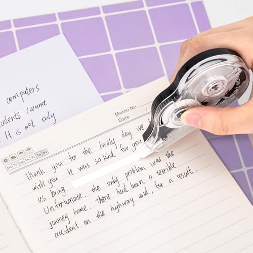 4 Pcs Correction Tape, 39.37 Ft White Wrong Out Tear-Resistant Bulk, Instant Corrections Easy to Use Applicator for School, Office, Note Taking, Journal (Tape Width 0.2 in，Clear) - size: 1 Count (Pack of 4)